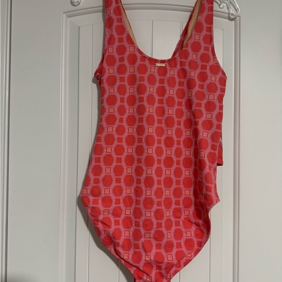 Cabana Life Red Geometric One Piece Swimsuit - Picture 4 of 5